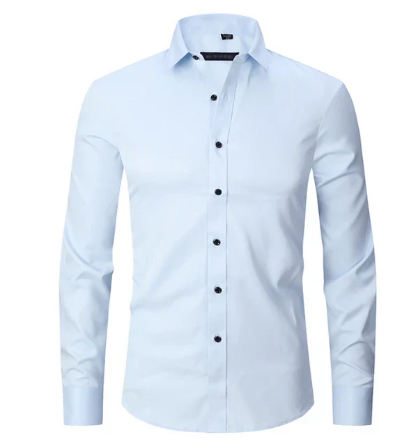 Levoire | Chemise à manches longues pour hommes avec boutons coupe slim Bleu clair