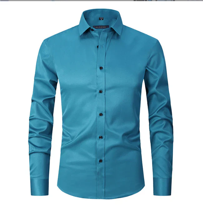 Levoire | Chemise à manches longues pour hommes avec boutons coupe slim Gris clair