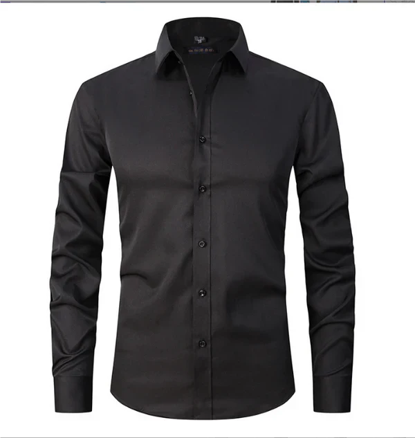 Levoire | Chemise à manches longues pour hommes avec boutons coupe slim Noir