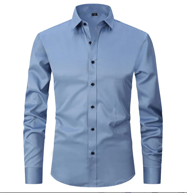 Levoire | Chemise à manches longues pour hommes avec boutons coupe slim Bleu marine