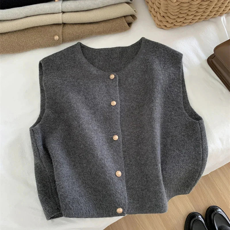 Levoire | Sans manches pour femmes bouton en bas Gris