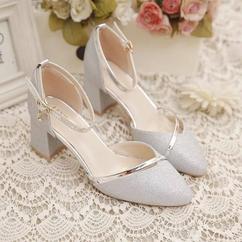 Levoire | Chaussures à talons blocs élégantes pour femmes avec bride de cheville Argent