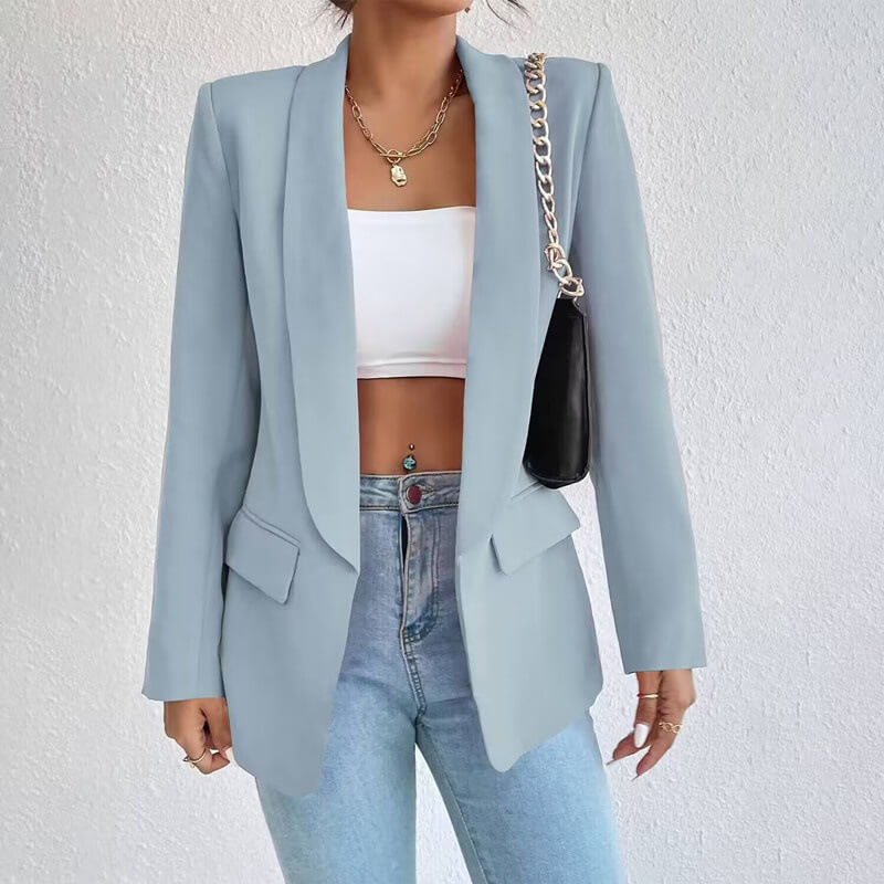 Levoire | Blazer élégant à manches longues à l'avant ouvert Bleu clair