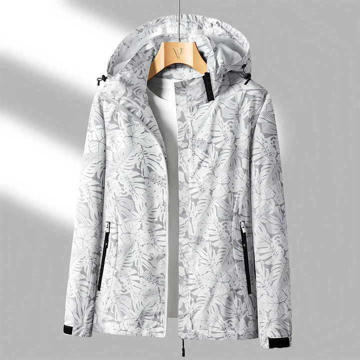 Levoire | Veste Imperméable à Capuche Imprimée Manches Longues Blanc