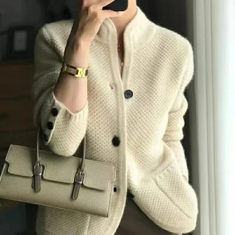 Levoire | Élégante Cardigan Pour Femmes Manches Longues Beige Taille unique