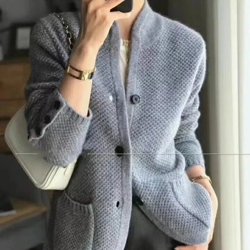 Levoire | Élégante Cardigan Pour Femmes Manches Longues Gris Taille unique