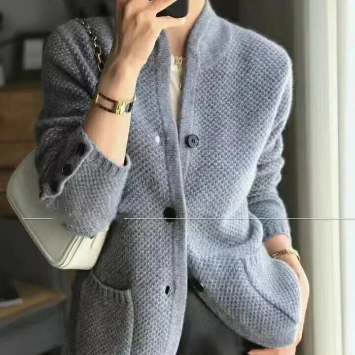 Levoire | Élégante Cardigan Pour Femmes Manches Longues Gris Taille unique