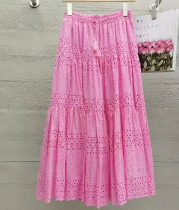 Levoire | Jupe Maxi Féminine Avec Détails Ludiques Rose Taille Unique