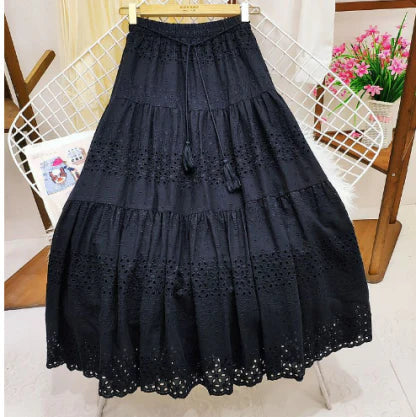 Levoire | Jupe Maxi Féminine Avec Détails Ludiques Noir Taille Unique