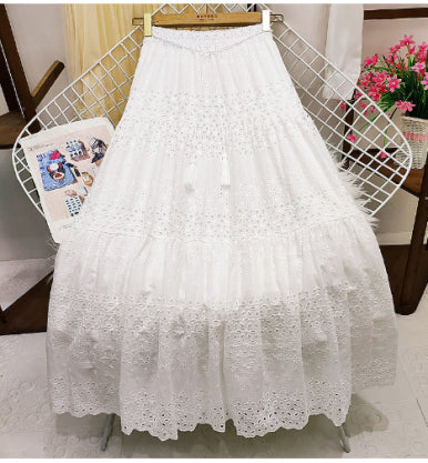 Levoire | Jupe Maxi Féminine Avec Détails Ludiques Blanc Taille Unique