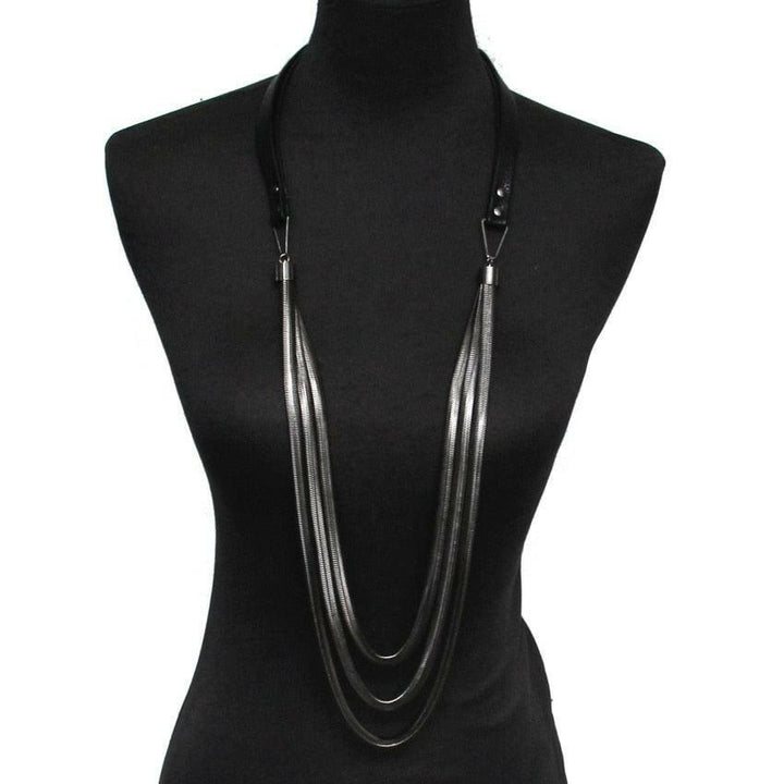 Levoire | Collier Serpent En Cuir Multicouche Noir