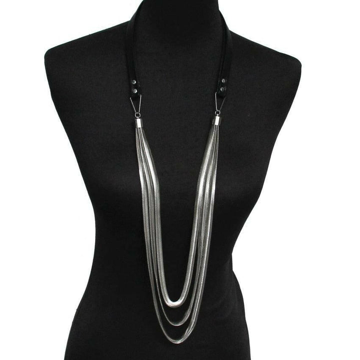 Levoire | Collier Serpent En Cuir Multicouche Argent