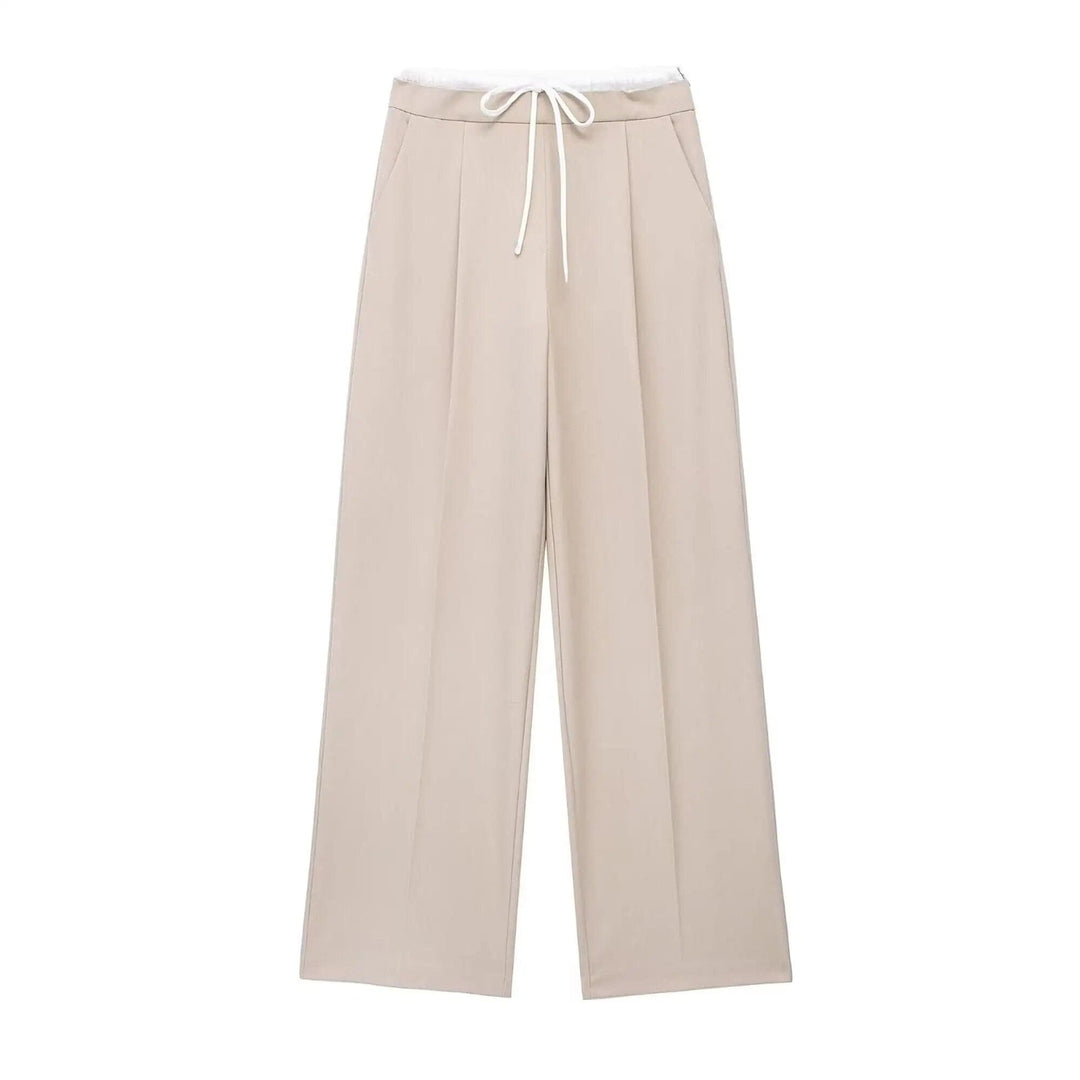 Levoire | Naistenhousut Vyötärövyöllä Ja Naruilla Beige