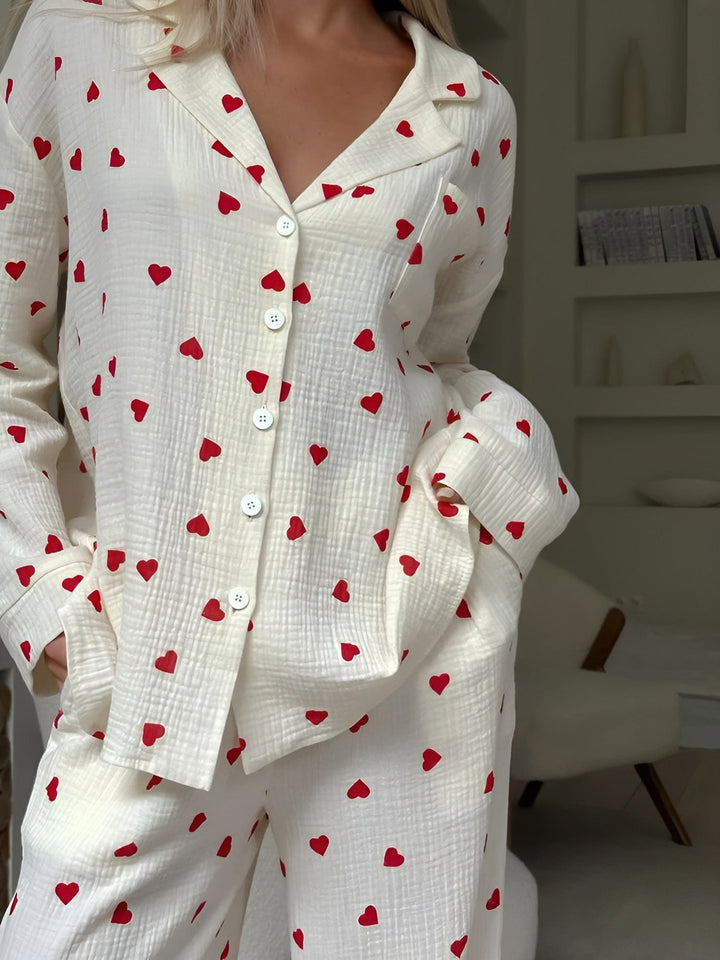Levoire | Esteettinen Sydän Pyjama Setti Sydämet