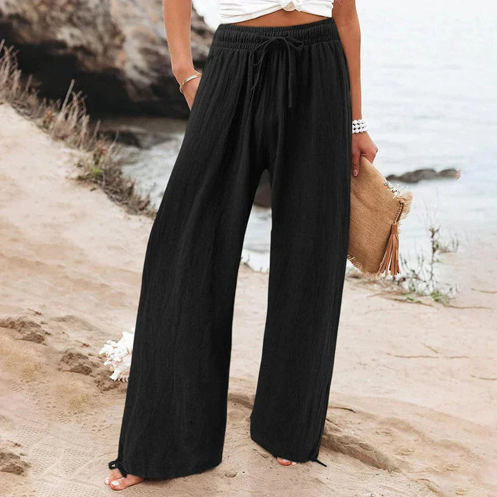 Levoire | Pantalon en Lin Décontracté Femme Chic Minimaliste Musta