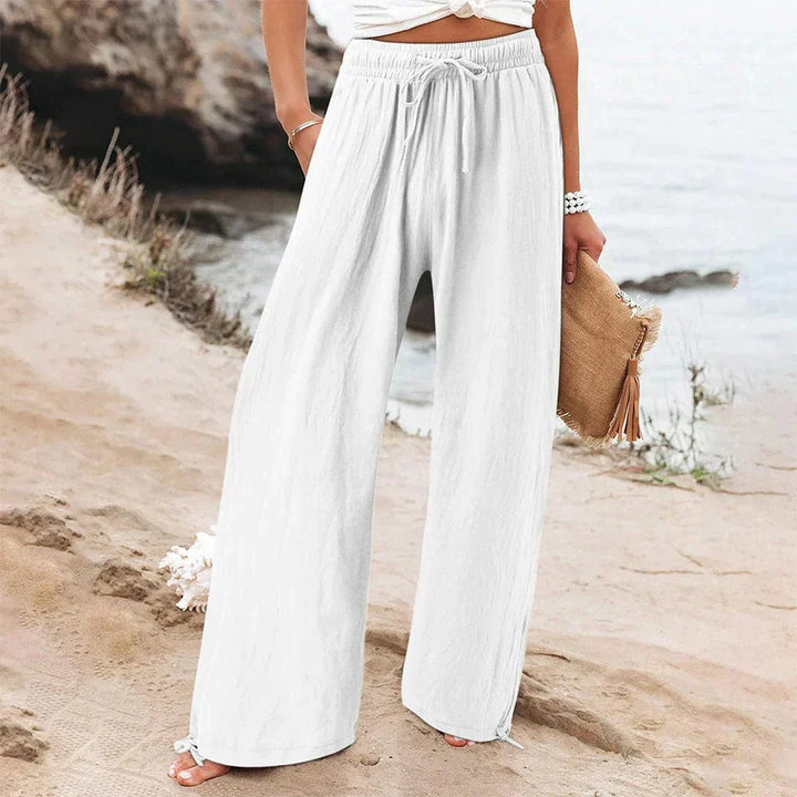 Levoire | Pantalon en Lin Décontracté Femme Chic Minimaliste Valkoinen