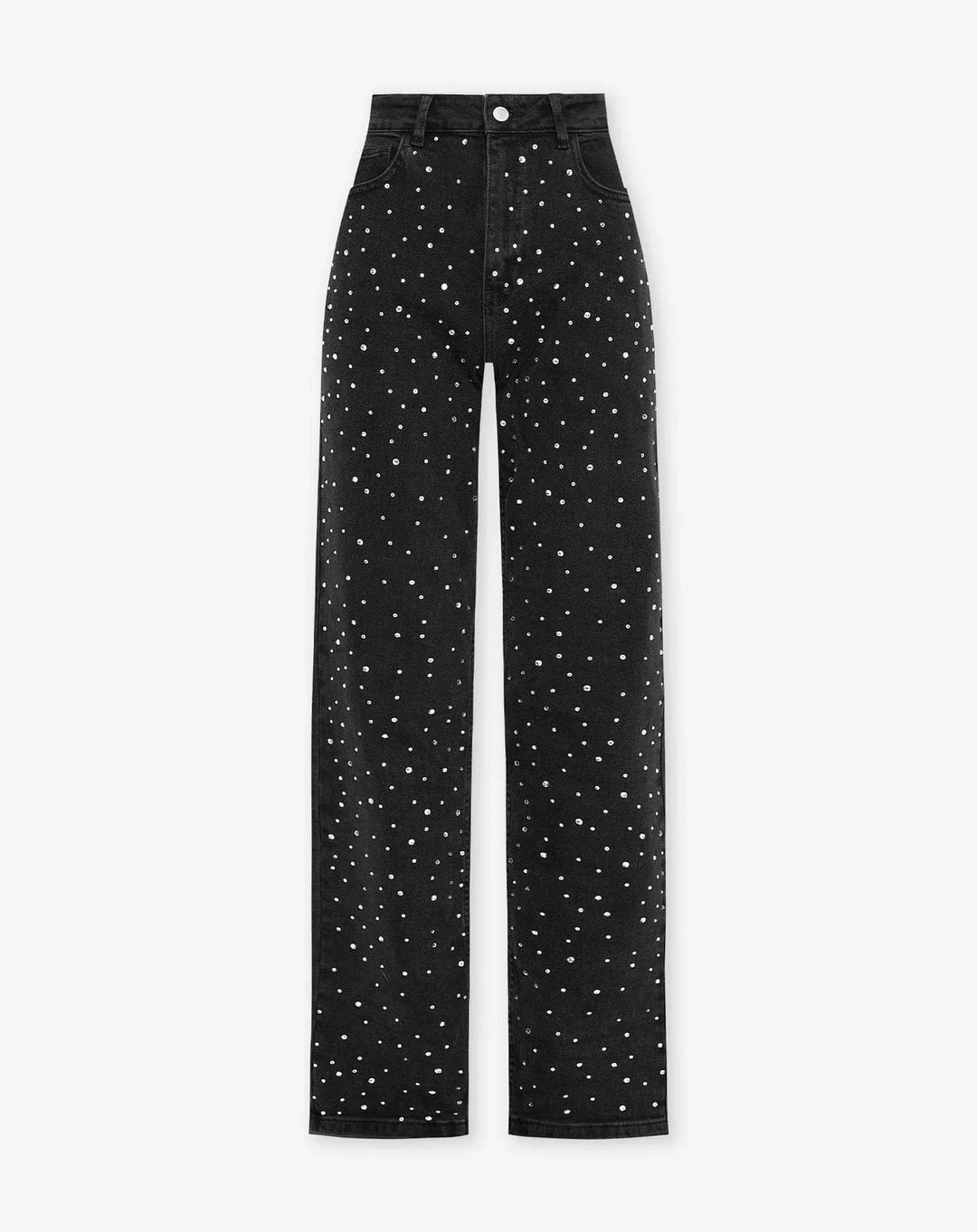 Levoire | Denim Kimalleset Housut Glittersillä Musta Vaalea Helmi