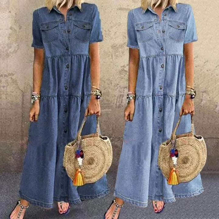 Levoire | Robe En Denim Avec Volants