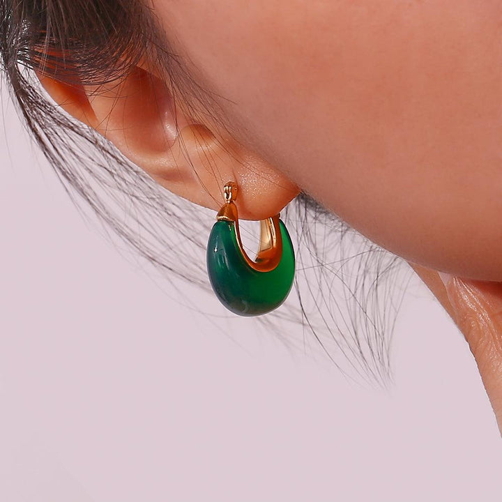Levoire | Boucles D'Oreilles En Forme De Sabot De Cheval Vert