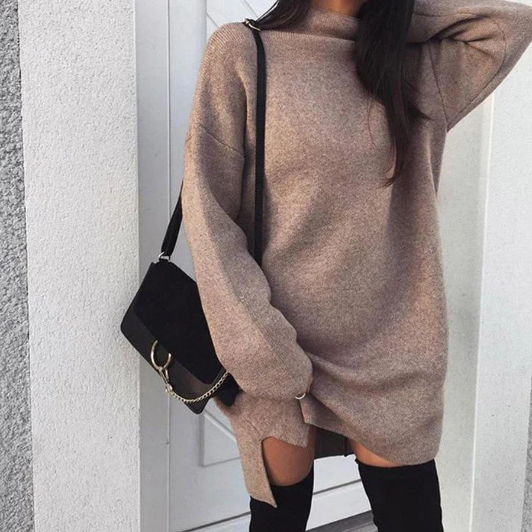 Levoire | Pull À Manches Longues Avec Col Pour Femmes Khaki S