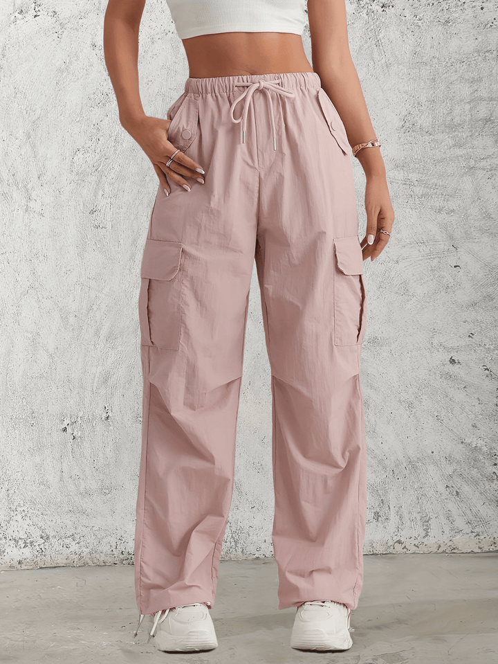 Levoire | Pantalon cargo femme avec taille élastique et poches Rosa