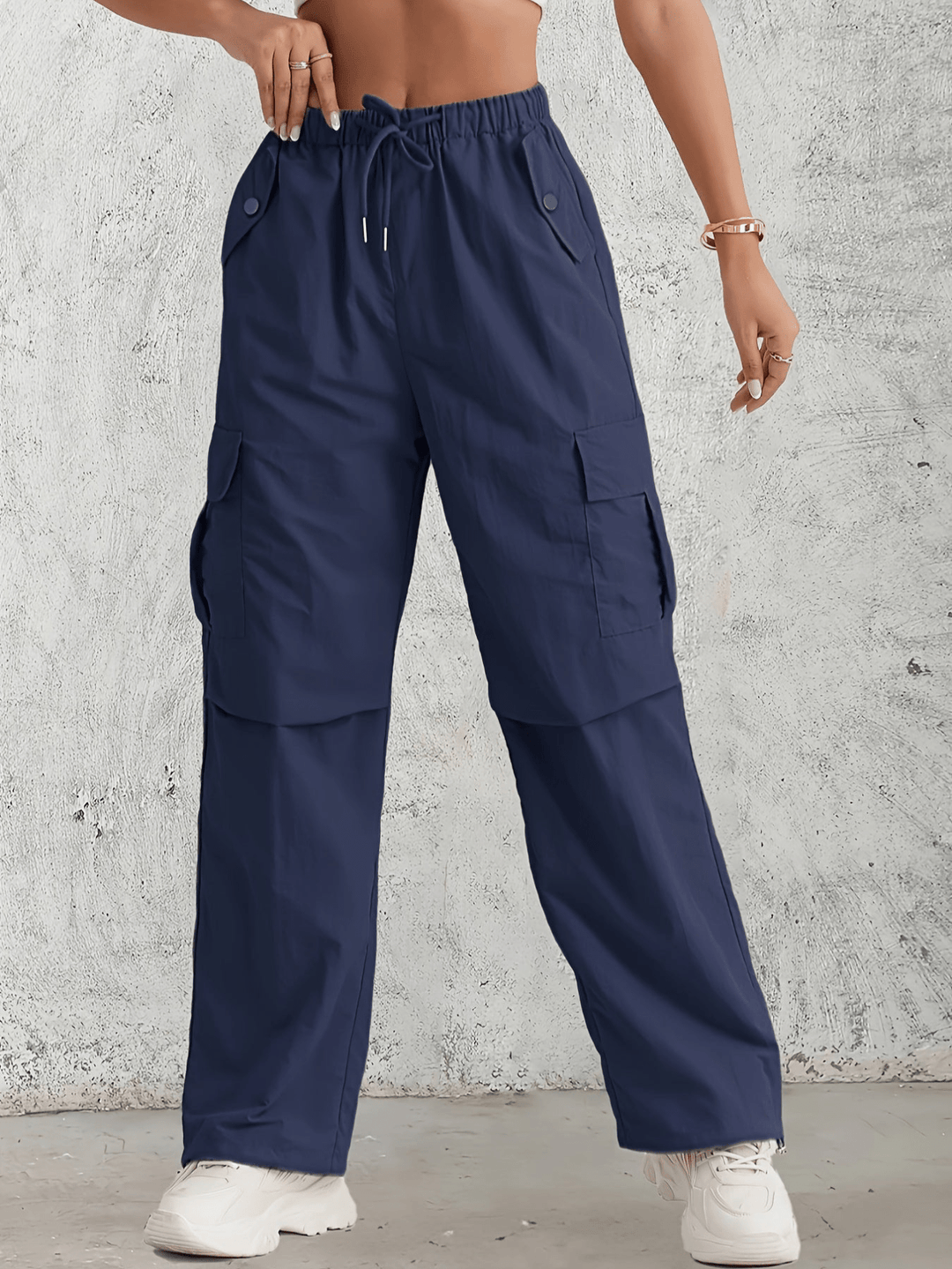 Levoire | Pantalon cargo femme avec taille élastique et poches Lilas