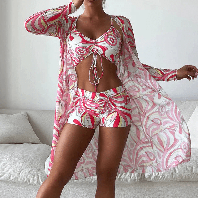 Levoire | Bikini 3 Pièces avec Cardigan Rosa