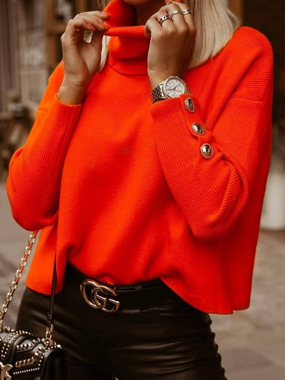 Levoire | Pull Élégant Et Tendance Avec Col Haut Couleur orange