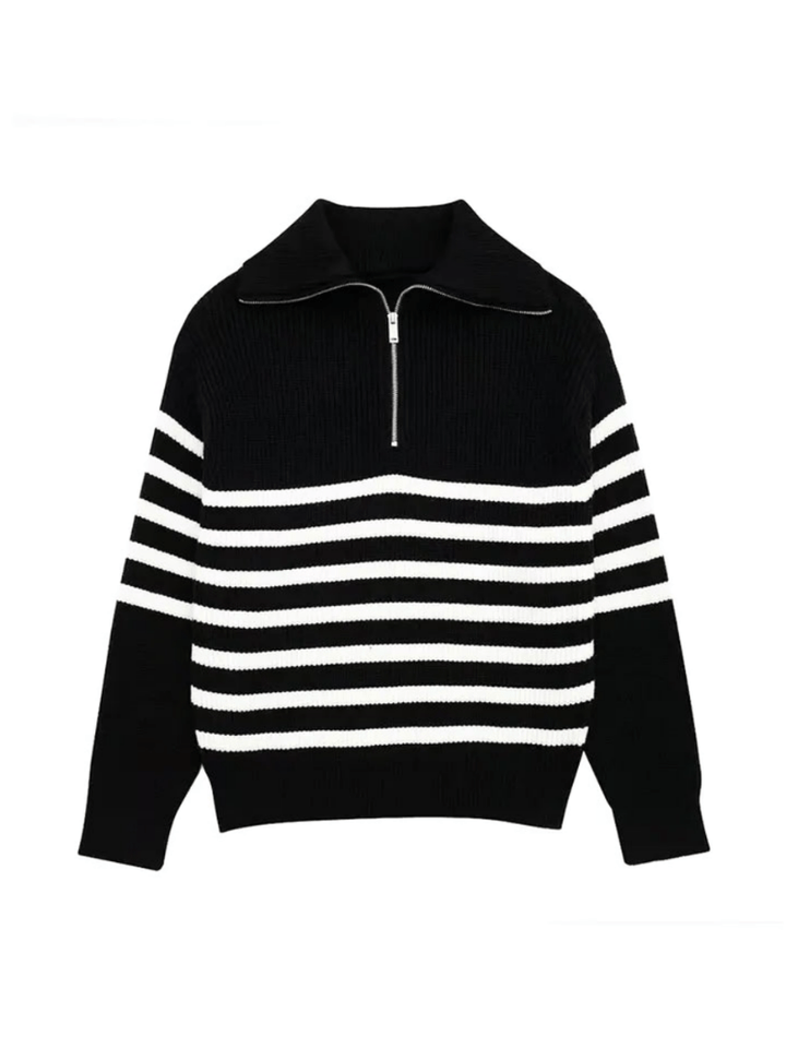Levoire | Veste Femme Boutons Décontractée Chic Noir avec des rayures blanches