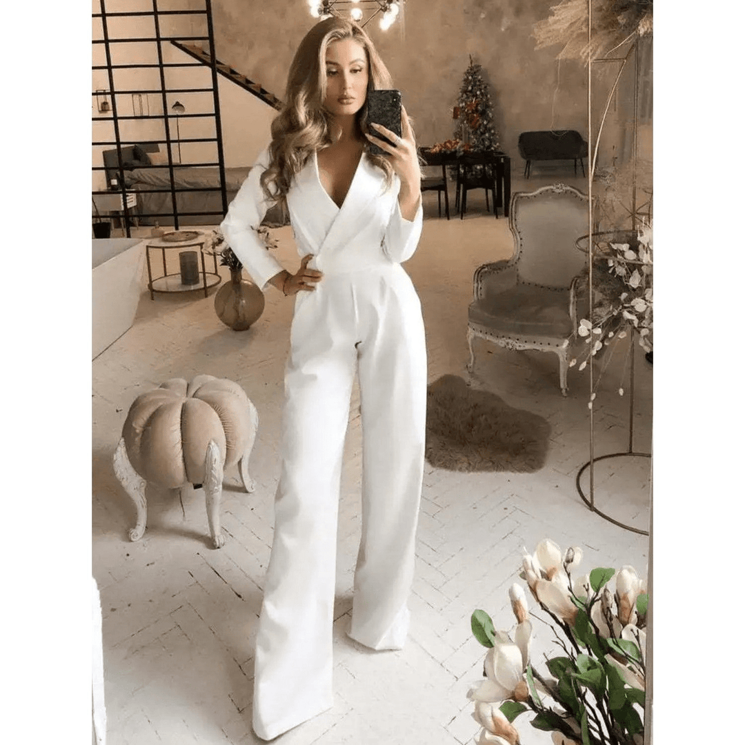 Levoire | Combinaison Femme Avec Décolleté En V Blanc