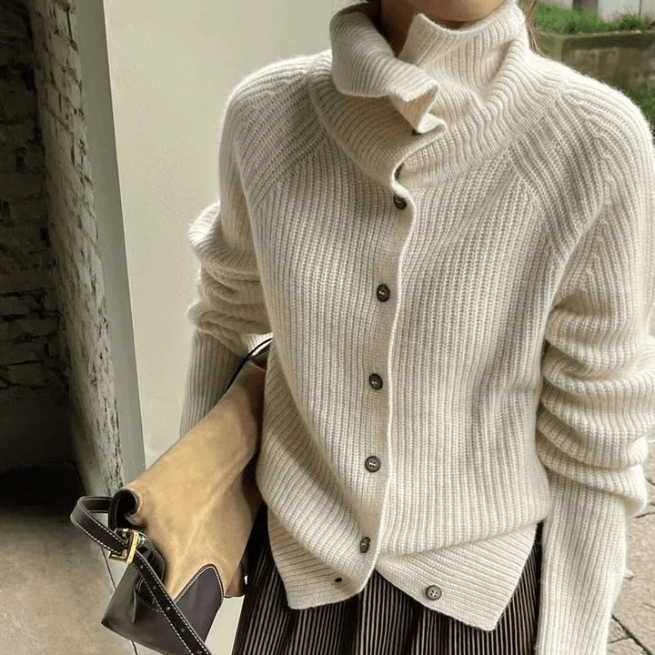 Levoire | Pull à col roulé classique pour femmes, cardigan Blanc