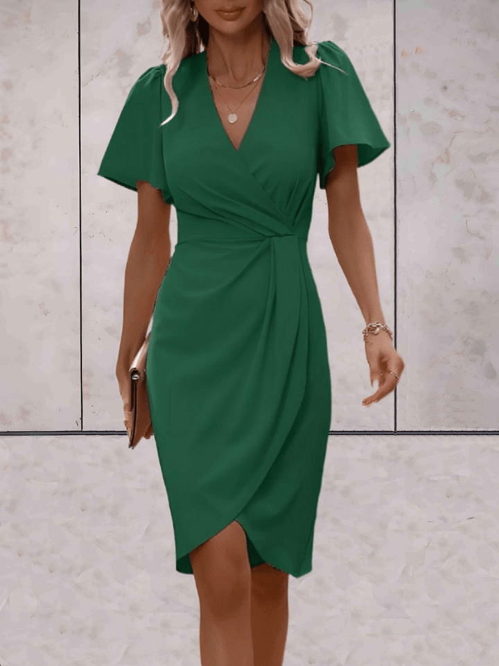 Levoire | Robe enveloppante classique pour femmes avec décolleté en V classique et élégant Vert