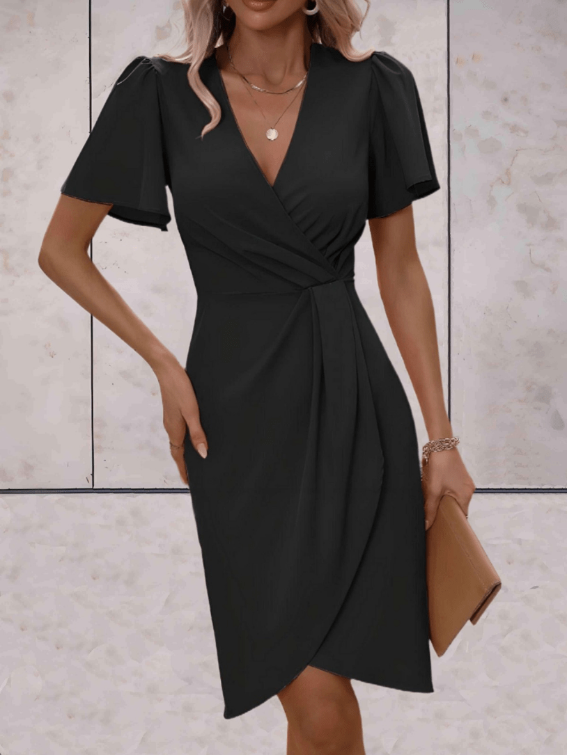 Levoire | Robe enveloppante classique pour femmes avec décolleté en V classique et élégant Noir