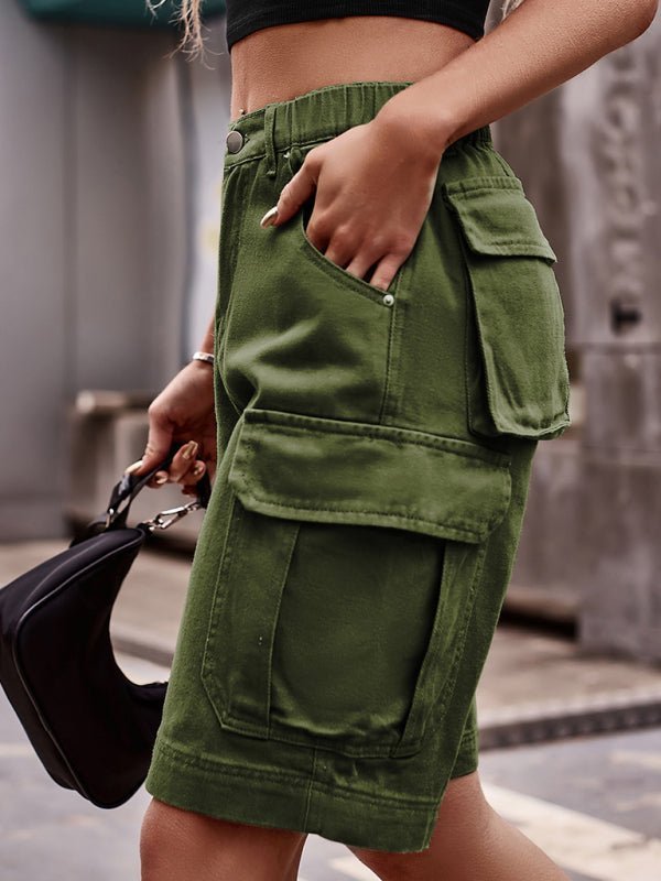 Levoire | Nouveaux shorts en denim cargo à taille élastique crochetés