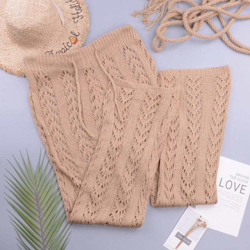 Levoire | Nouveau hulla découpé crochet à main amovible large pantalon style de vacances pantalon de plage pantalon Khaki