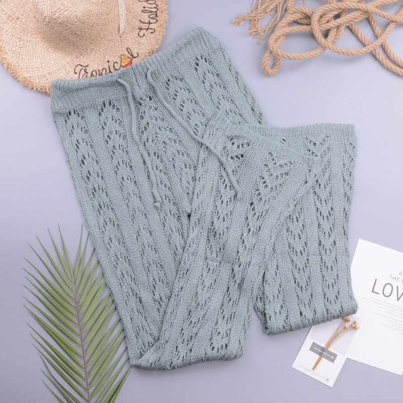 Levoire | Nouveau hulla découpé crochet à main amovible large pantalon style de vacances pantalon de plage pantalon Vert