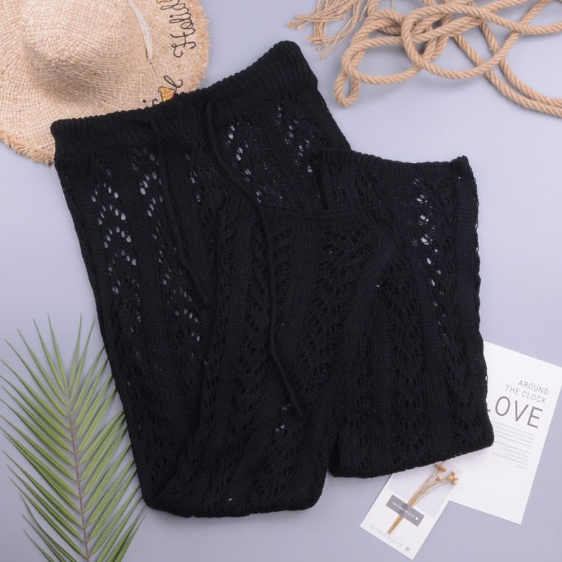 Levoire | Nouveau hulla découpé crochet à main amovible large pantalon style de vacances pantalon de plage pantalon Musta