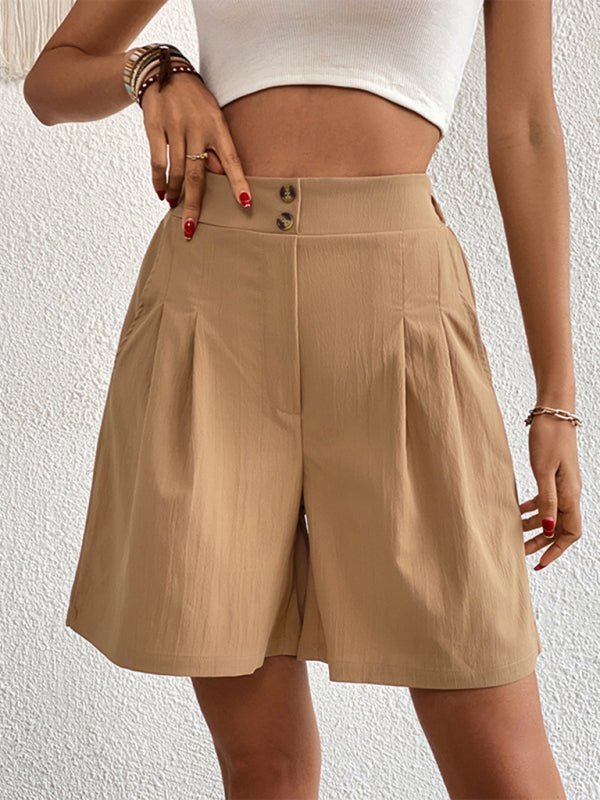 Levoire | Nouveau Pantalon Lâche Décontracté Dame Taille Haute Jambes Larges Shorts Khaki