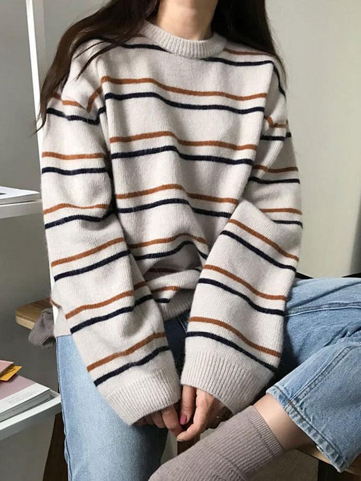 Levoire | Nouveau Pull Rayé Étudiant Blanc Taille unique
