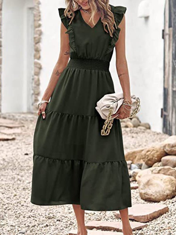 Levoire | Nouveau style sans bretelles à décolleté en V robe à taille cintrée avec trois jambes