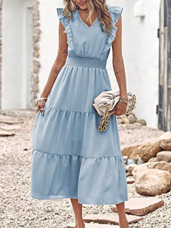 Levoire | Nouveau style sans bretelles à décolleté en V robe à taille cintrée avec trois jambes Sininen