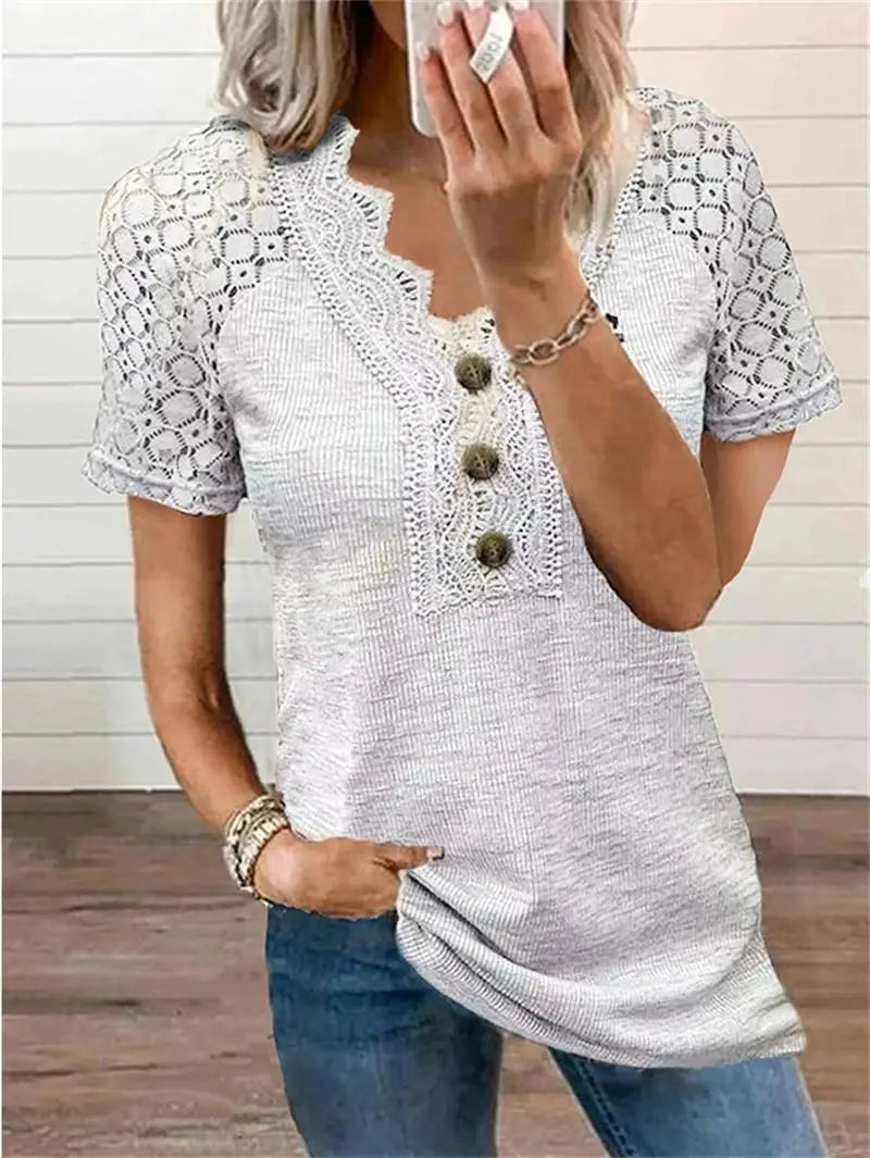Levoire | Blouse Nouée À Manches Courtes Pour Femmes Blanc