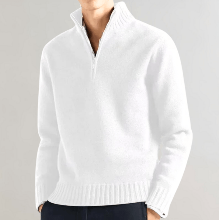Levoire | Pull homme Élégant Pull à demi-zip Décontracté & Confortable Blanc