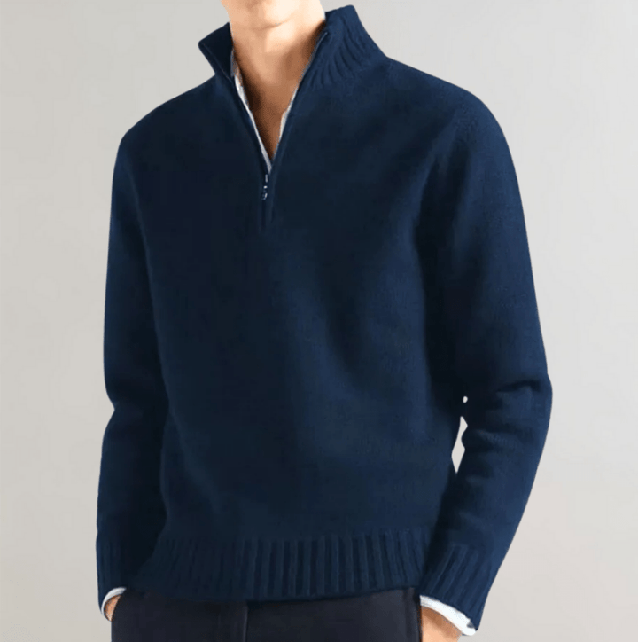 Levoire | Pull homme Élégant Pull à demi-zip Décontracté & Confortable Bleu marine