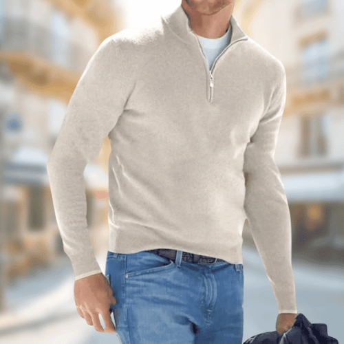 Levoire | Pull homme avec zip Confortable Chaud Élégant Décontracté Automne Beige