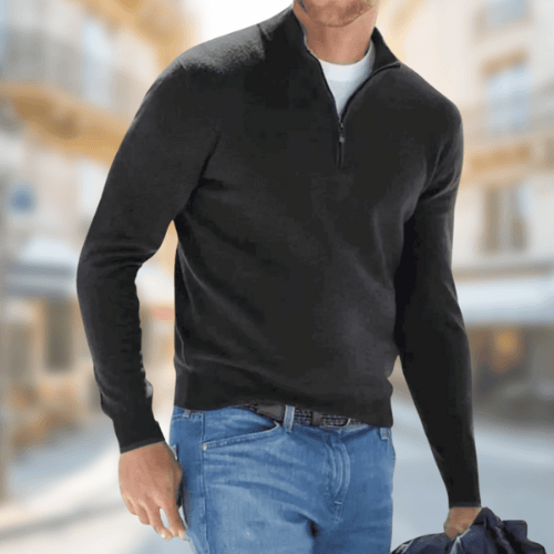 Levoire | Pull homme avec zip Confortable Chaud Élégant Décontracté Automne Noir