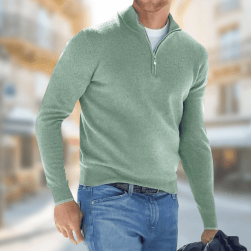 Levoire | Pull homme avec zip Confortable Chaud Élégant Décontracté Automne Vert