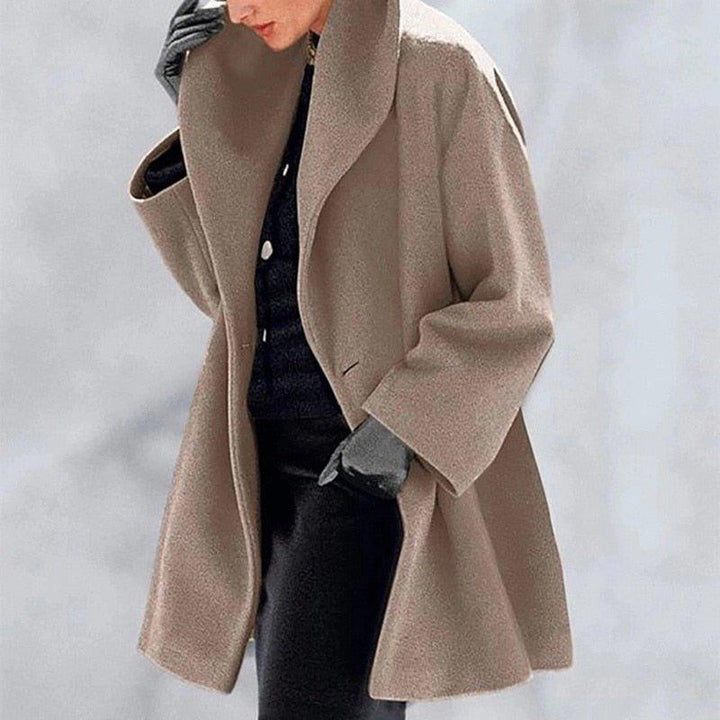 Levoire | Veste Chic Pull En Laine Avec Large Col Pour Femmes Châtain clair
