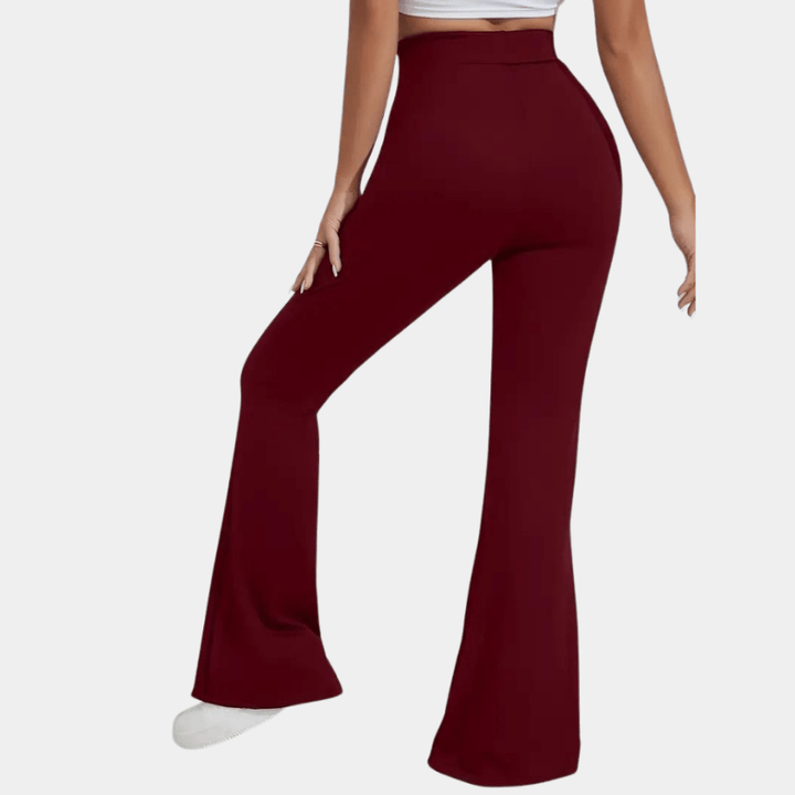 Levoire | Pantalon femme évasé simple tendance et confortable Rouge foncé