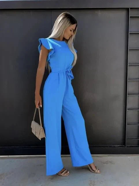 Levoire | Combinaison Élégante Pour Femmes Avec Des Manches À Volants Féminine, Chic & Polyvalente Bleu
